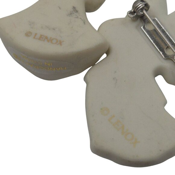 VTG Brooch 2PC Lenox White Stoneware Porcelain Angel GoldTone Religious Keepsake - Picture 12 of 13